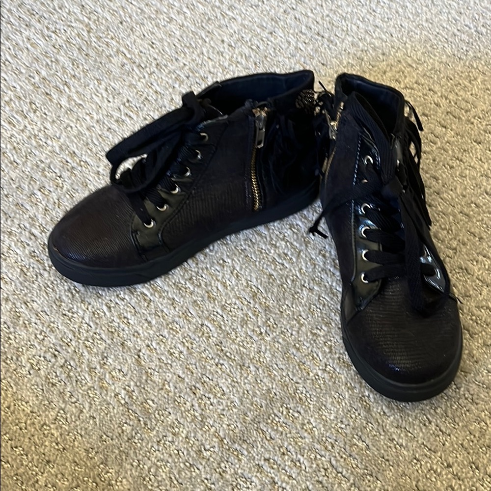 Black High-Top Sneakers with Zipper